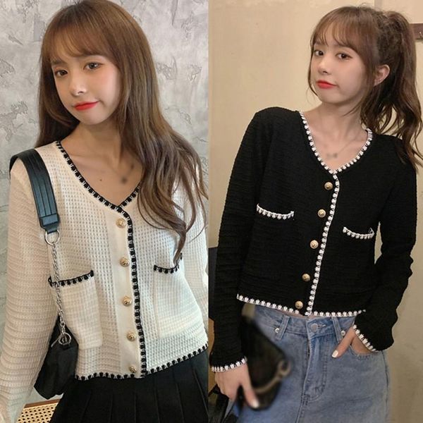 women's jackets 2021 autumn women fashion temperament v-neck long sleeved thin coat all-match short knit outer wear, Black;brown
women's jackets 2021 autumn women fashion temperament v-neck long sleeved thin coat all-match short knit outer wear, Black;brown