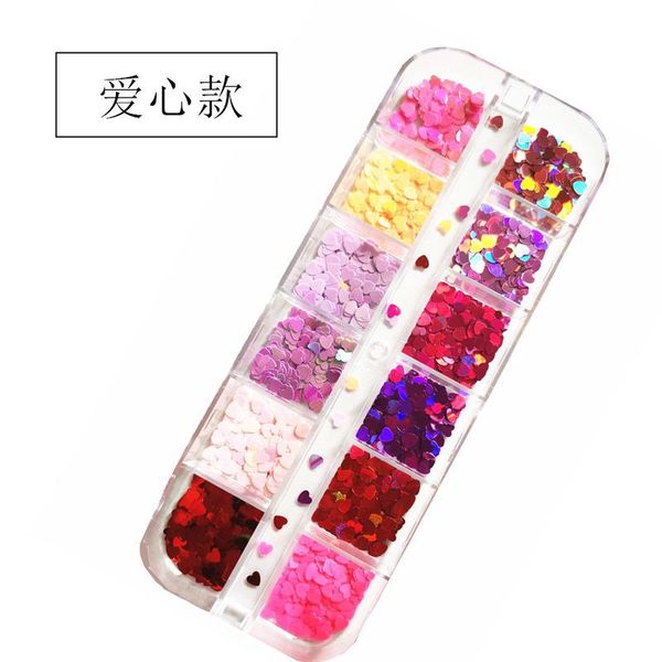 nail glitter 12 grids/box laser love heart butterfly sequins mixed color sparkle flakes 3d art decorations accessories, Silver;gold
nail glitter 12 grids/box laser love heart butterfly sequins mixed color sparkle flakes 3d art decorations accessories, Silver;gold