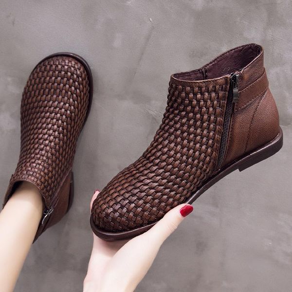 boots genuine leather women short woven cowhide flat casual shoes autumn winter woman ankle brown black ladies booties
boots genuine leather women short woven cowhide flat casual shoes autumn winter woman ankle brown black ladies booties