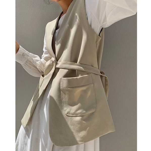 women's vests v neck vest coats women korean casual loose waistcoat single button elegant sleeveless outwear pocket ol sashes female, Black;white
women's vests v neck vest coats women korean casual loose waistcoat single button elegant sleeveless outwear pocket ol sashes female, Black;white
