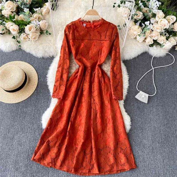 spring temperament fashion vestidos women's round neck waist slimming long-sleeved lace midi dress gk209 210507, Black;gray
spring temperament fashion vestidos women's round neck waist slimming long-sleeved lace midi dress gk209 210507, Black;gray