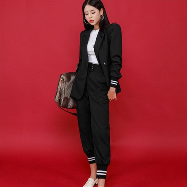 women's two piece pants women casual set autumn runway korean patchwork suit formal blazer jacket coat + ol pant cvqf, White
women's two piece pants women casual set autumn runway korean patchwork suit formal blazer jacket coat + ol pant cvqf, White