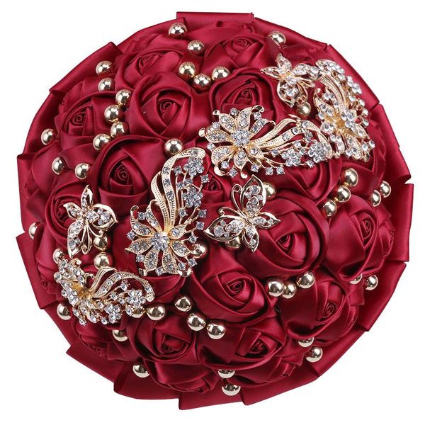 bride and bridesmaid bouquets wine red rhinestones gold pearl ribbon rose bouquet wedding supplies w306 decorative flowers & wreaths
bride and bridesmaid bouquets wine red rhinestones gold pearl ribbon rose bouquet wedding supplies w306 decorative flowers & wreaths