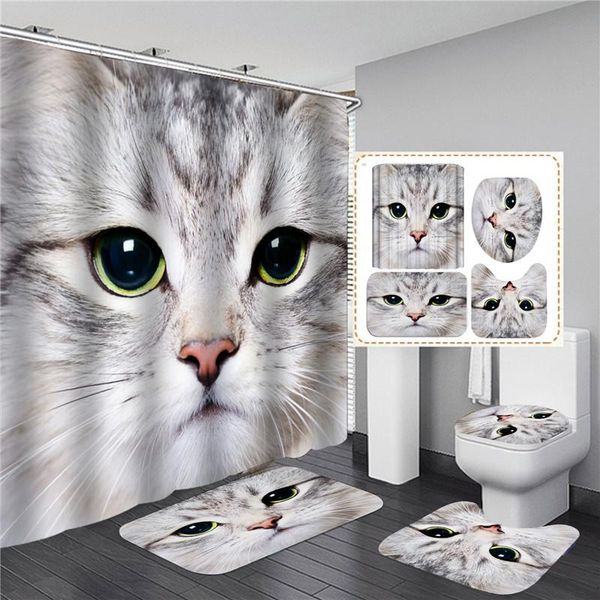 shower curtains cool cat animals printed bathroom set curtain with anti-slip bath mats home carpet mat toilet lid covers 
shower curtains cool cat animals printed bathroom set curtain with anti-slip bath mats home carpet mat toilet lid covers