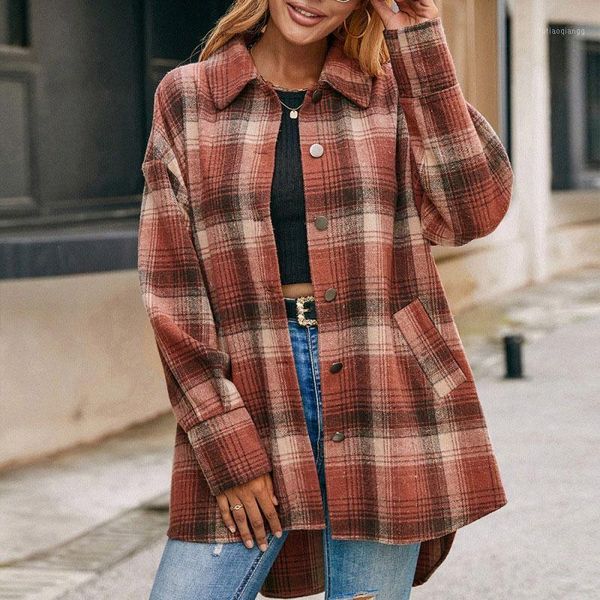 women's jackets women winter coat jacket 2021 autumn long plaid female overshirt button shirt checkered for loose y, Black;brown
women's jackets women winter coat jacket 2021 autumn long plaid female overshirt button shirt checkered for loose y, Black;brown