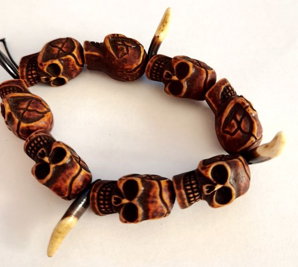 vintage men's tooth skull bracelet punk bangle, Black 
vintage men's tooth skull bracelet punk bangle, Black