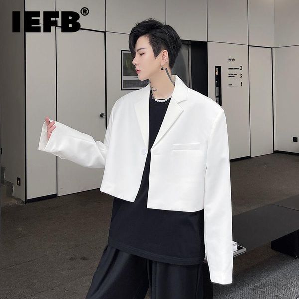men's suits & blazers iefb 2021 autumn solid color short design suit coat black white single button blazer korean male clothing 9y8920, White;black
men's suits & blazers iefb 2021 autumn solid color short design suit coat black white single button blazer korean male clothing 9y8920, White;black
