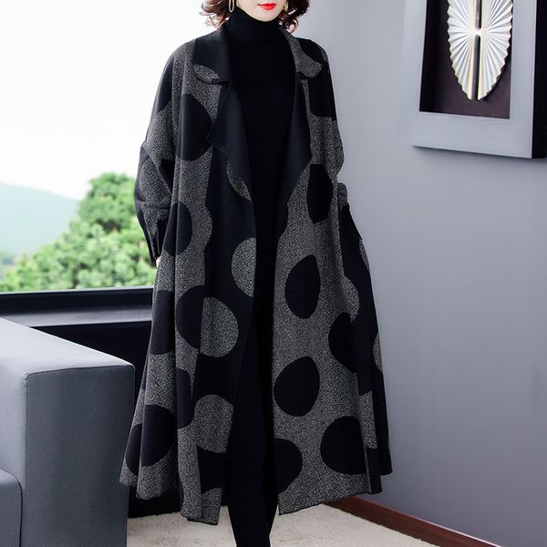 long fashion trench coat polka dot medium length lapel trench women's large casual coat in autumn and winter of 2021, Tan;black
long fashion trench coat polka dot medium length lapel trench women's large casual coat in autumn and winter of 2021, Tan;black