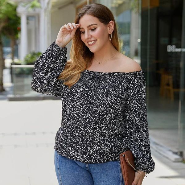 women's shirt commuter polka dot pattern print blouse casual style plus size blouses one word collar chiffon clothing & shirts, White
women's shirt commuter polka dot pattern print blouse casual style plus size blouses one word collar chiffon clothing & shirts, White