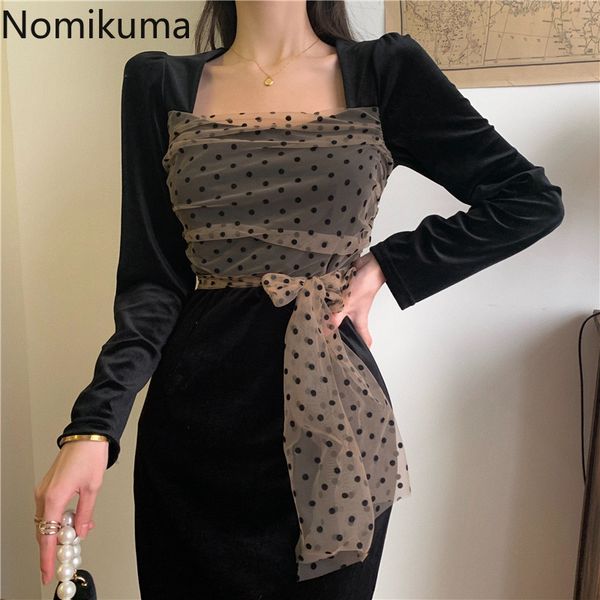 nomikuma vintage velour women dress korean dot mesh bow bandage slim waist dresses elegant femme vestidos new 6d777 210427, Black;gray
nomikuma vintage velour women dress korean dot mesh bow bandage slim waist dresses elegant femme vestidos new 6d777 210427, Black;gray