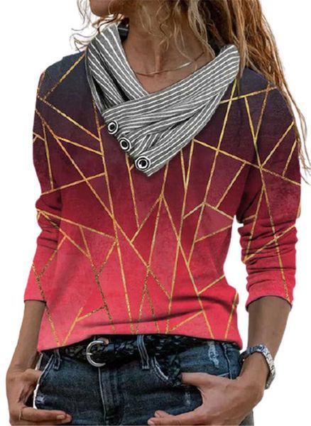 women's t-shirt fashion corn eye geometric pattern women casual loose v-neck long sleeve pullover elegant british style office shirt, White
women's t-shirt fashion corn eye geometric pattern women casual loose v-neck long sleeve pullover elegant british style office shirt, White