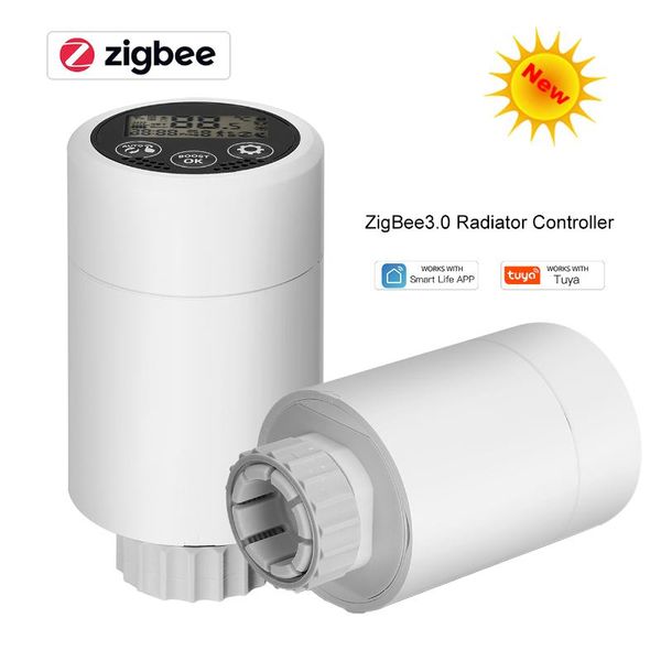 smart home control zigbee 3.0 radiator actuator trv, programmable thermostatic valve temperature controller voice via alexa