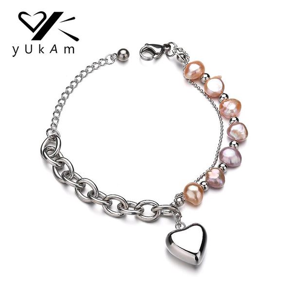 charm bracelets yukam jewelry women fashion simulated pearl stainless steel heart pendant bracelet imitation bangles, Golden;silver
charm bracelets yukam jewelry women fashion simulated pearl stainless steel heart pendant bracelet imitation bangles, Golden;silver