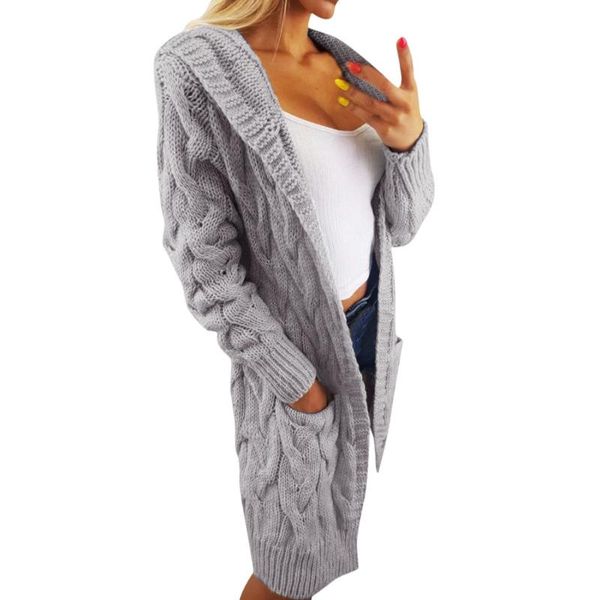 women clothing autumn long fashion wool acrylic jacket coat full solid knit hooded pockets open stitch jumper coats women's jackets, Black;brown
women clothing autumn long fashion wool acrylic jacket coat full solid knit hooded pockets open stitch jumper coats women's jackets, Black;brown