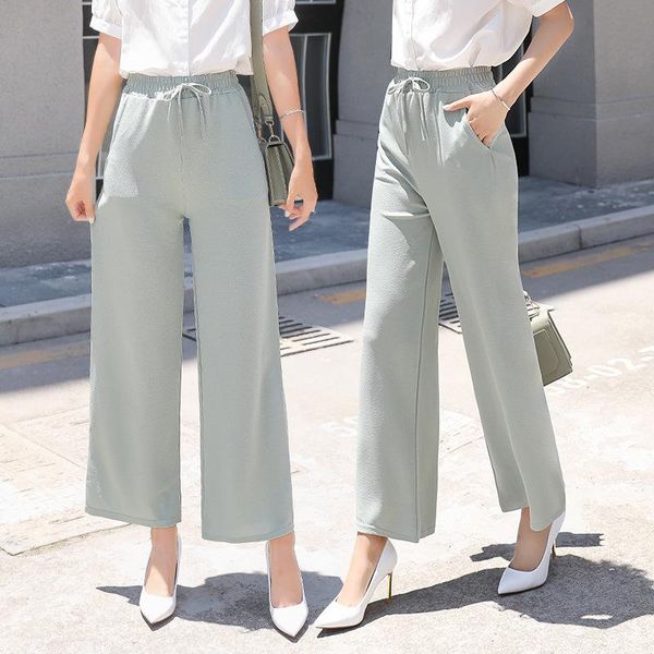 running pants 2021 soft comfort women high waist casual summer slacks ice silk ankle-length long trousers female, Black;blue
running pants 2021 soft comfort women high waist casual summer slacks ice silk ankle-length long trousers female, Black;blue