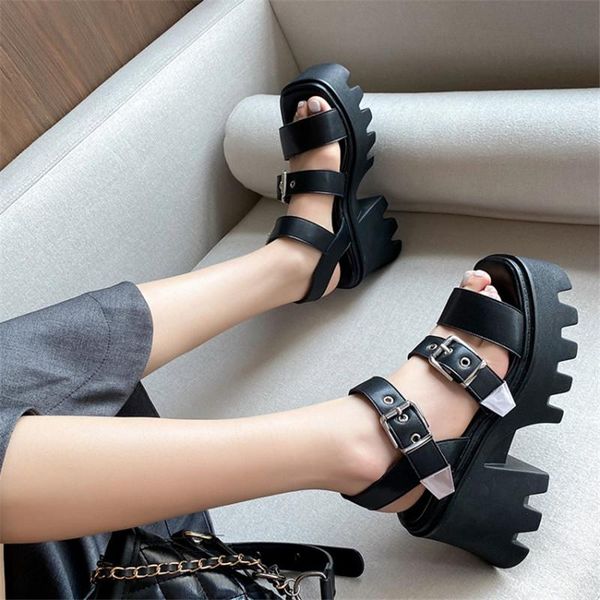 thick sole platform gothic sandals women split leather buckle chunky block high heels punk rock street cool girls shoes, Black
thick sole platform gothic sandals women split leather buckle chunky block high heels punk rock street cool girls shoes, Black
