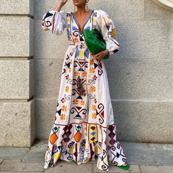 casual dresses women's dress 2021 summer bohemia vacation lantern sleeve v-neck printing high waist loose europe america, Black;gray
casual dresses women's dress 2021 summer bohemia vacation lantern sleeve v-neck printing high waist loose europe america, Black;gray