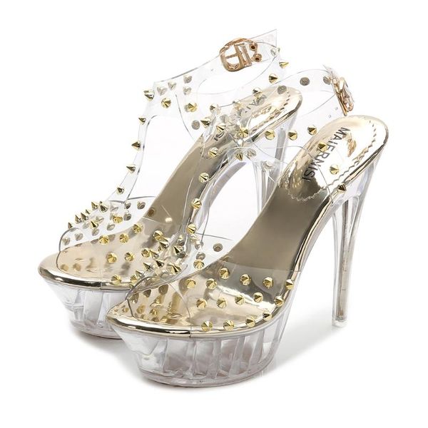 transparent rivets slippers 14cm strange style heels crystal sandals woman nightclub stage performance platform pantoufle femme dress shoes, Black
transparent rivets slippers 14cm strange style heels crystal sandals woman nightclub stage performance platform pantoufle femme dress shoes, Black