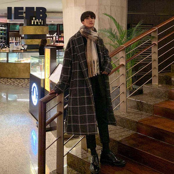 iefb /men's wear autumn winter plaid print long coat korean style trendy mid-length woolen coat couple bandage waist 9y3829 211213, Black
iefb /men's wear autumn winter plaid print long coat korean style trendy mid-length woolen coat couple bandage waist 9y3829 211213, Black