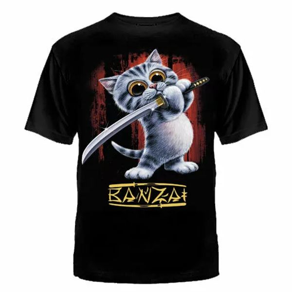 t-shirt military black 100% cotton.t-shirts cat samurai banzai on the hype, White;black
t-shirt military black 100% cotton.t-shirts cat samurai banzai on the hype, White;black