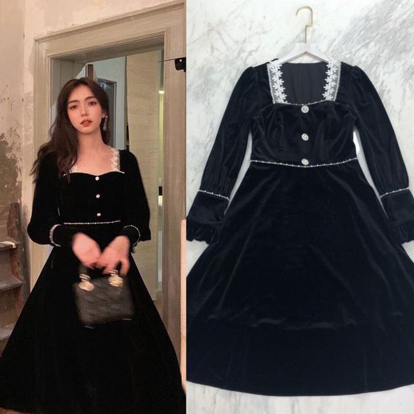 casual dresses 2021 spring clothes women european style elegant flare stunning maxi dress square collar velvet long black, Black;gray
casual dresses 2021 spring clothes women european style elegant flare stunning maxi dress square collar velvet long black, Black;gray