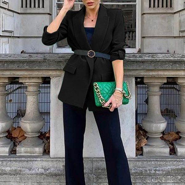 women's suits & blazers fashion women blazer set green temperament suit office lady black jacket without belt autumn coats 2021, White;black
women's suits & blazers fashion women blazer set green temperament suit office lady black jacket without belt autumn coats 2021, White;black