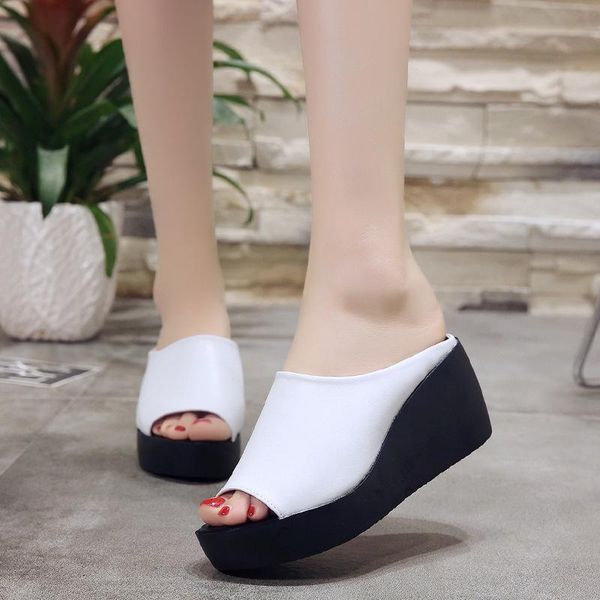 slippers summer woman shoes fish mouth platform wedge beach flip flops high heel for women pu ladies, Black
slippers summer woman shoes fish mouth platform wedge beach flip flops high heel for women pu ladies, Black