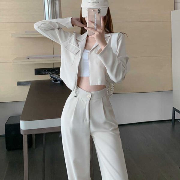 vetement femme casual two piece set women crop vintage blazers coat & pants suits 2 piece sets outfits clothing 210930, White
vetement femme casual two piece set women crop vintage blazers coat & pants suits 2 piece sets outfits clothing 210930, White