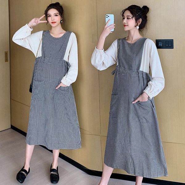 maternity dresses 8025# dress spring autumn cotton long sleeve loose false two-piece for pregnant women mom, White
maternity dresses 8025# dress spring autumn cotton long sleeve loose false two-piece for pregnant women mom, White