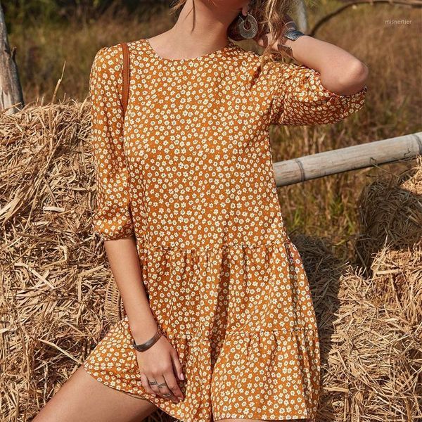 women floral printing dress loose fit summer casual beach sundress round neck ruffle 3/4 sleeves mini dresses, Black;gray
women floral printing dress loose fit summer casual beach sundress round neck ruffle 3/4 sleeves mini dresses, Black;gray