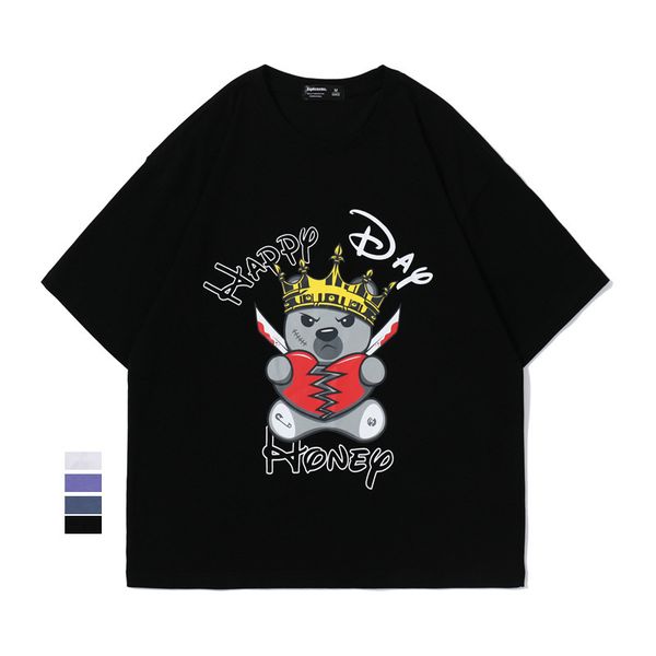 summer large round neck short harajuku cartoon casual half sleeve t-shirt youth men's loose cotton tee, White;black
summer large round neck short harajuku cartoon casual half sleeve t-shirt youth men's loose cotton tee, White;black