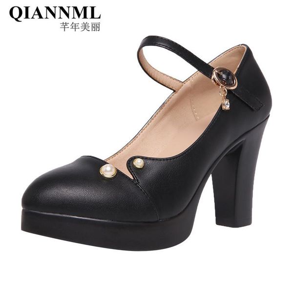 dress shoes elegant pearl buckle platform pumps block heels woman 2021 split leather office wedding women high heel 41 42 43, Black
dress shoes elegant pearl buckle platform pumps block heels woman 2021 split leather office wedding women high heel 41 42 43, Black