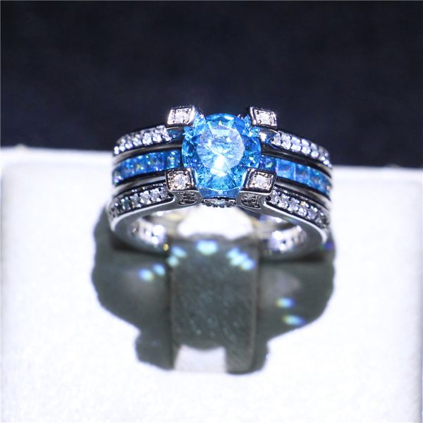 fashion white gold filled wedding couple rings solitaire aquamarine simulated diamond cz finger rings for bride unique gift size5-10, Silver
fashion white gold filled wedding couple rings solitaire aquamarine simulated diamond cz finger rings for bride unique gift size5-10, Silver