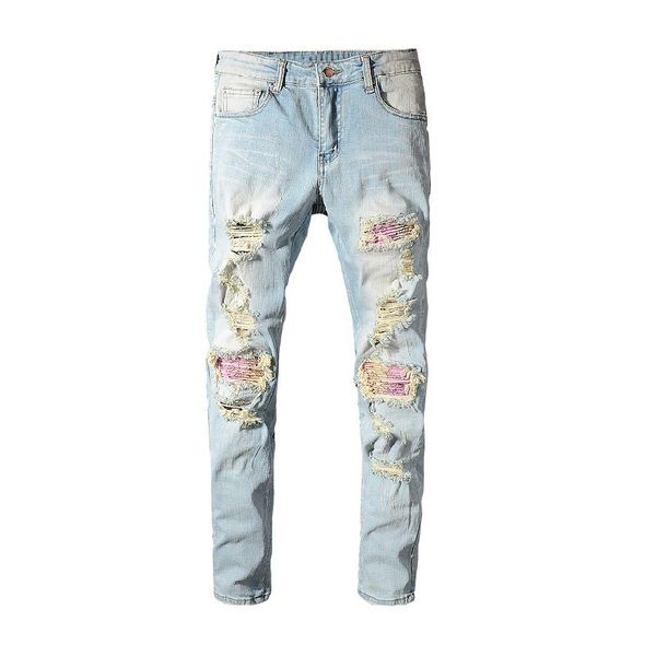 20ss designer men's jeans clothing zipper pants light blue fashion men slim denim straight biker hole hip hop rock revival jean
20ss designer men's jeans clothing zipper pants light blue fashion men slim denim straight biker hole hip hop rock revival jean