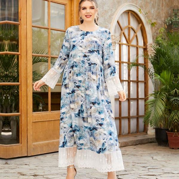 ethnic clothing large size women's dress with round neck and long sleeves fashion ink print lace mosaic muslim temperament, Red
ethnic clothing large size women's dress with round neck and long sleeves fashion ink print lace mosaic muslim temperament, Red