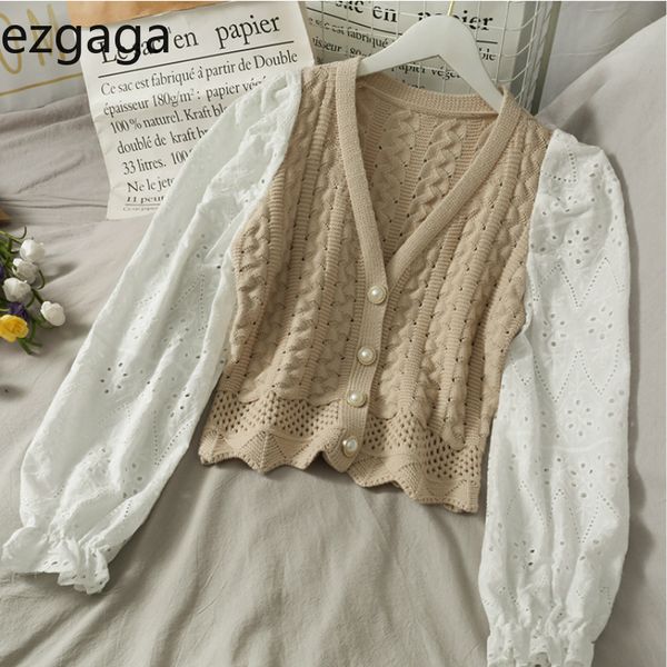 ezgaga autumn hollow out knit cardigan women patchwork single breasted y2k crop fashion sweater thin chic korean cardigan 210430, White
ezgaga autumn hollow out knit cardigan women patchwork single breasted y2k crop fashion sweater thin chic korean cardigan 210430, White