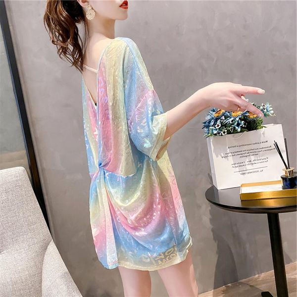 women's t-shirt gonegoing oversize 2021 summer women shiny loose backless tshirt short sleeve fat korean colorful tees 0723, White
women's t-shirt gonegoing oversize 2021 summer women shiny loose backless tshirt short sleeve fat korean colorful tees 0723, White