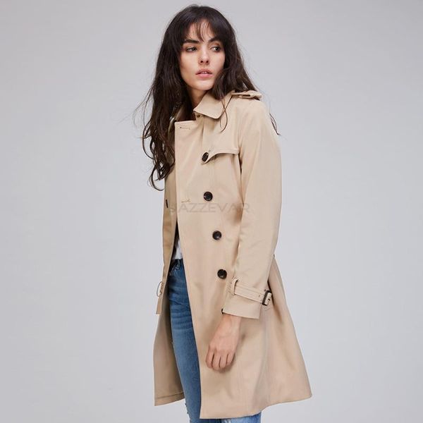 women's trench coats windswear mid-long dual-breasted british wind classic kaki coat, Tan;black
women's trench coats windswear mid-long dual-breasted british wind classic kaki coat, Tan;black