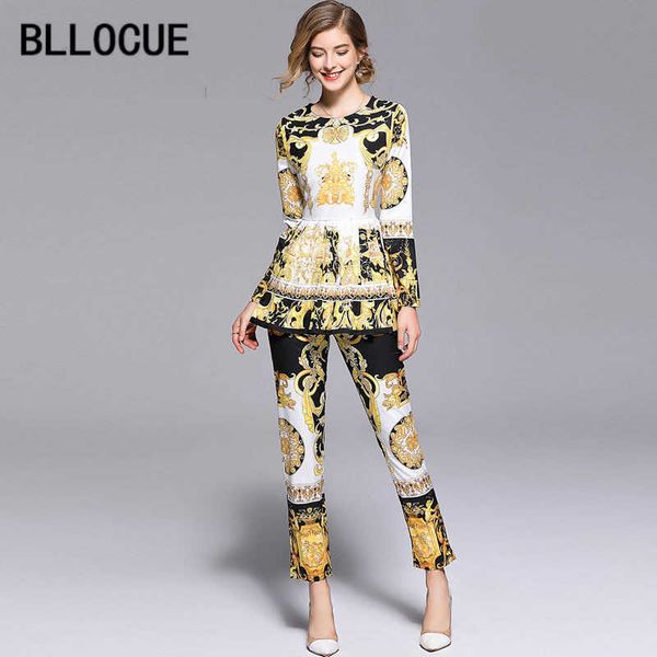 bllocue fashion designer runway suit set women's long sleeve vintage print + pants two piece 210930, White
bllocue fashion designer runway suit set women's long sleeve vintage print + pants two piece 210930, White