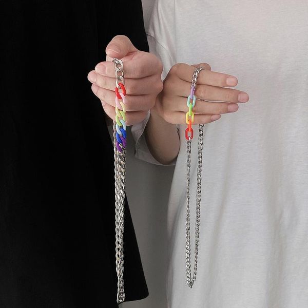 chains basic punk stainless steel necklace for men women curb cuban link chain chokers vintage rainbow tone solid metal gothic, Silver
chains basic punk stainless steel necklace for men women curb cuban link chain chokers vintage rainbow tone solid metal gothic, Silver