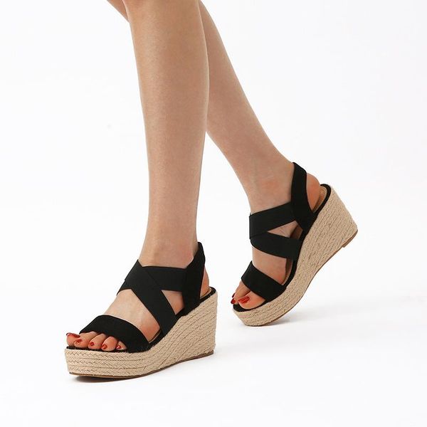 cross-border wish2021 korean version of the summer cross-elastic wedge heel fashion sandals women, Black
cross-border wish2021 korean version of the summer cross-elastic wedge heel fashion sandals women, Black