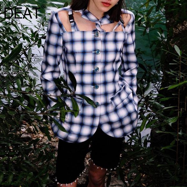 women blue plaid hollow out blazer lapel long sleeve slim fit fashion spring autumn 2021 7d0657 women's suits & blazers, White;black
women blue plaid hollow out blazer lapel long sleeve slim fit fashion spring autumn 2021 7d0657 women's suits & blazers, White;black