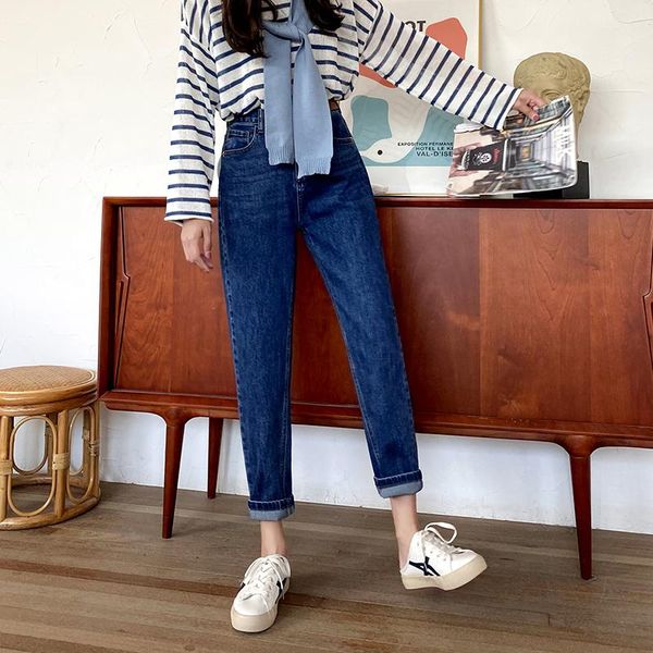 make jeans female high straight loose elastic waist thin harlan turnip pants women's, Blue
make jeans female high straight loose elastic waist thin harlan turnip pants women's, Blue