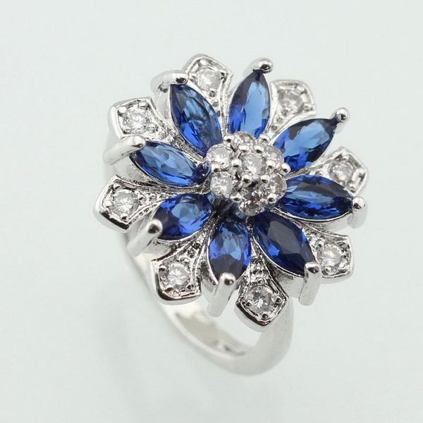 cluster rings wpaitkys classic flower blue white stone silver color prong setting party ring for women crystal birthday gift jewelry bo, Golden;silver
cluster rings wpaitkys classic flower blue white stone silver color prong setting party ring for women crystal birthday gift jewelry bo, Golden;silver