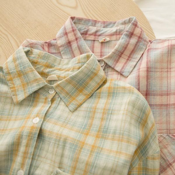 women's blouses & shirts lamtrip preppy style macaron color plaid long sleeve cotton shirt retro casual blouse blusa, White
women's blouses & shirts lamtrip preppy style macaron color plaid long sleeve cotton shirt retro casual blouse blusa, White