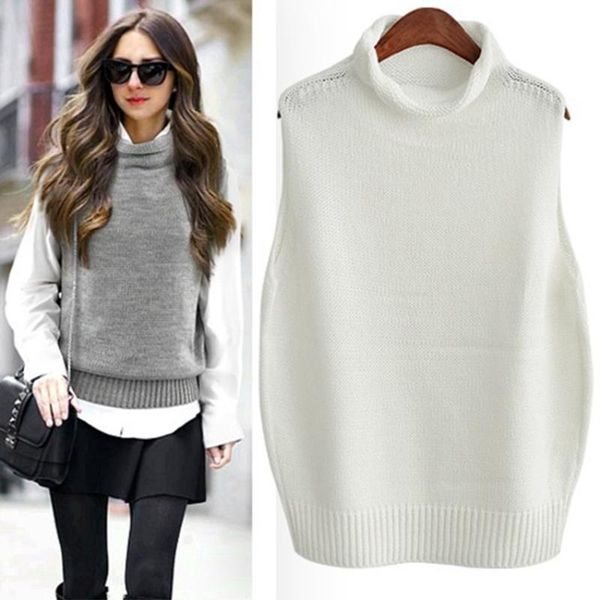 women's vests frseucag high collar sleeveless loose ladies vest knit fashion sweater wholesale brand pullover women 2021, Black;white
women's vests frseucag high collar sleeveless loose ladies vest knit fashion sweater wholesale brand pullover women 2021, Black;white