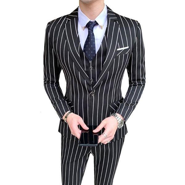 pcs suit set / men slim fit business formal groomsmen casual tuxedo striped wedding dress blazers coat pants vest men's suits &, White;black
pcs suit set / men slim fit business formal groomsmen casual tuxedo striped wedding dress blazers coat pants vest men's suits &, White;black