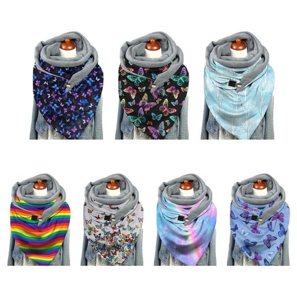 scarves winter thicken warm large scarf women butterfly rainbow stripes print neck warmer snood with clip blanket button shawl wrap, Blue;gray
scarves winter thicken warm large scarf women butterfly rainbow stripes print neck warmer snood with clip blanket button shawl wrap, Blue;gray