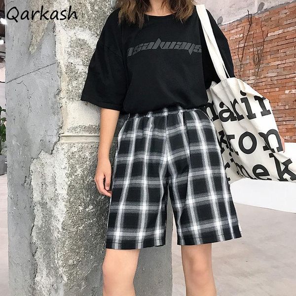 women's shorts women black plaid couple teens all-match ulzzang straight high waist soft streetwear harajuku daily short trousers, White;black
women's shorts women black plaid couple teens all-match ulzzang straight high waist soft streetwear harajuku daily short trousers, White;black