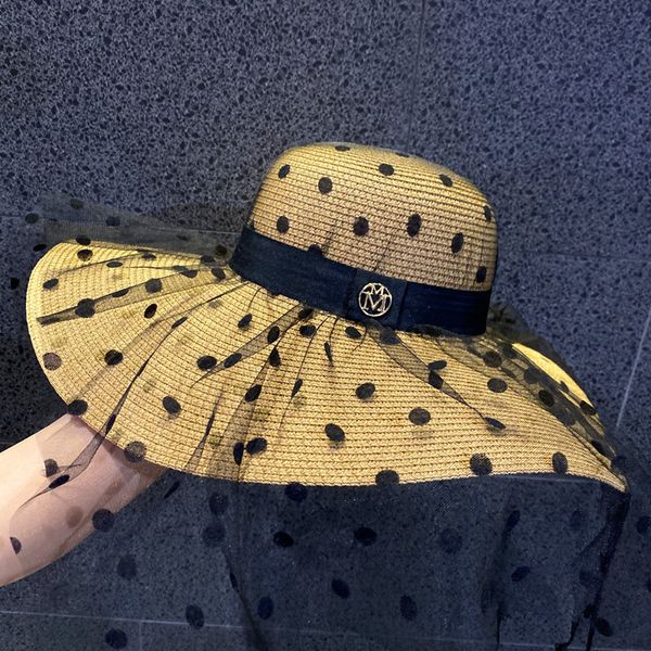french celebrity label hat wave dot mesh big brim straw women summer vacation sun protection beach hat xukr, Yellow
french celebrity label hat wave dot mesh big brim straw women summer vacation sun protection beach hat xukr, Yellow